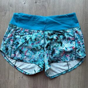 lululemon athletica Teal and Patterned Athletic Shorts
